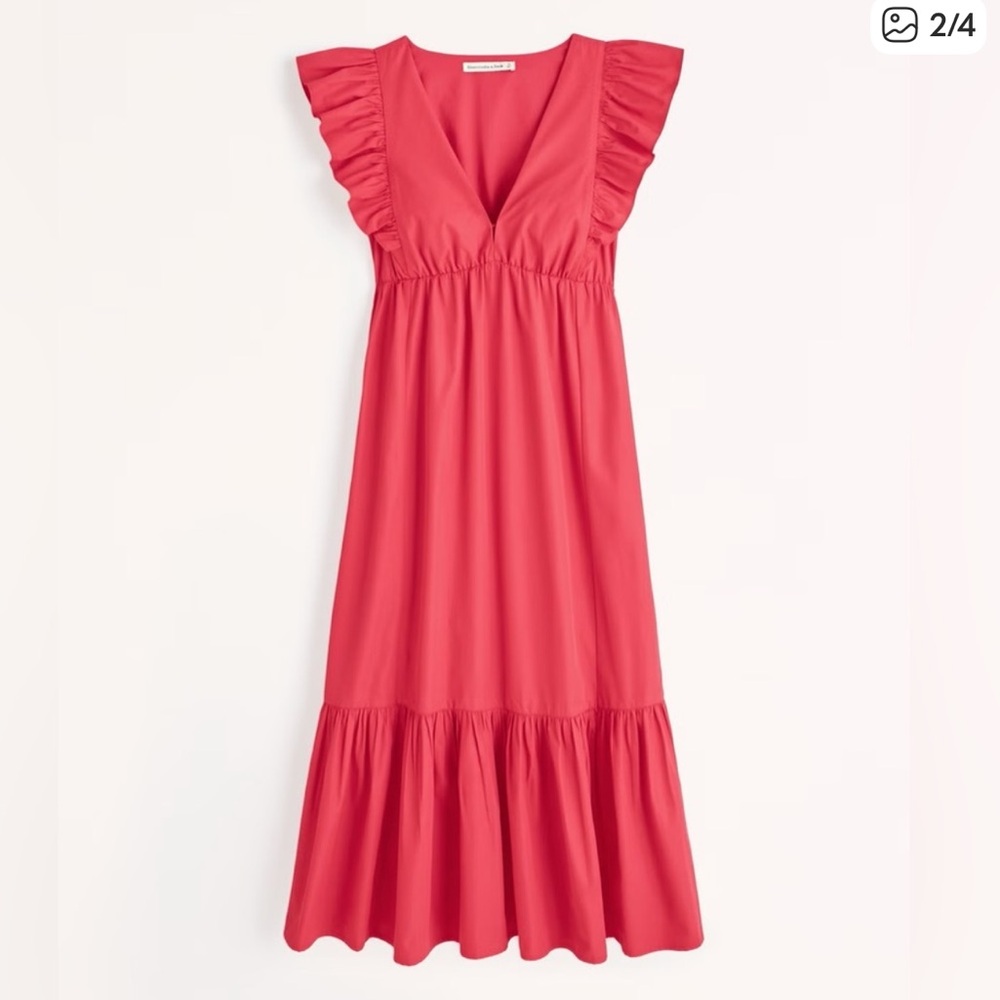 NWOT Abercrombie & Fitch Pink Flutter Midi Dress
